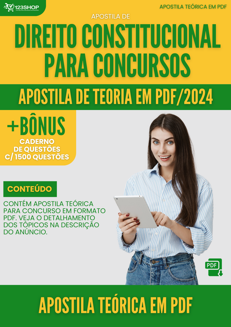 Apostila de Direito Constitucional para Concursos 2024 - Teórica | loja123shop