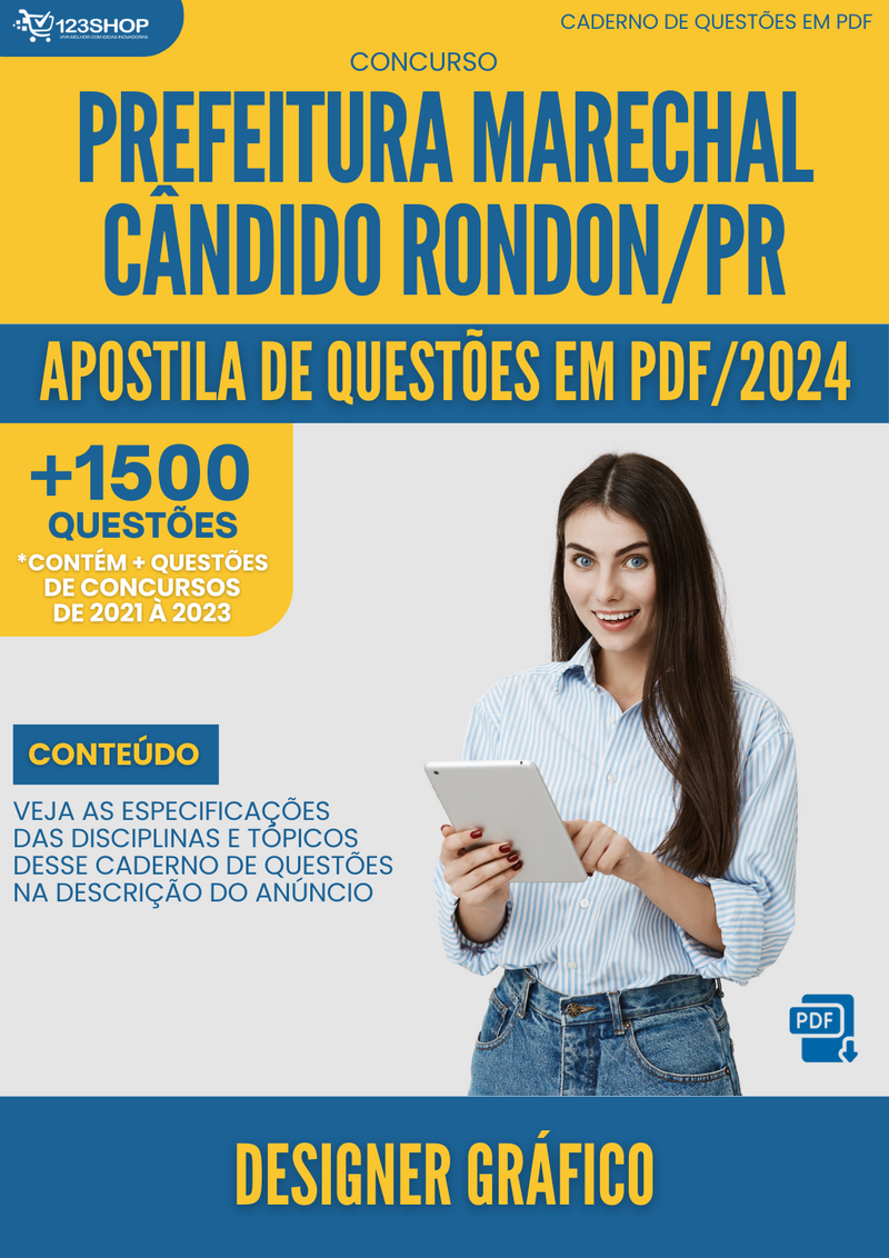 Apostila de Questões  Marechal Cândido Rondon PR 2024 Designer Gráfico - Mais de 1.500 Questões | loja123shop