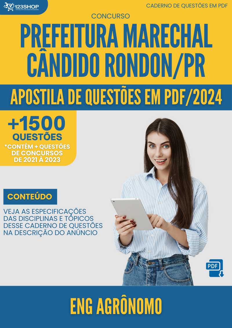 Apostila de Questões  Marechal Cândido Rondon PR 2024 Eng Agrônomo - Mais de 1.500 Questões | loja123shop