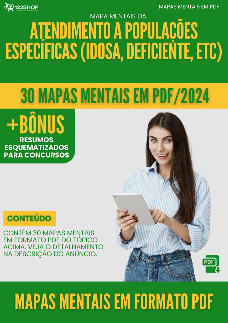 Mapas Mentais de Atendimento A Populações Específicas (Idosa, Deficiente, Etc) | loja123shop