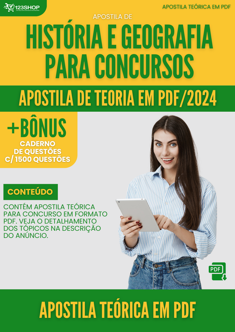 Apostila de História e Geografia para Concursos 2024 - Teórica | loja123shop