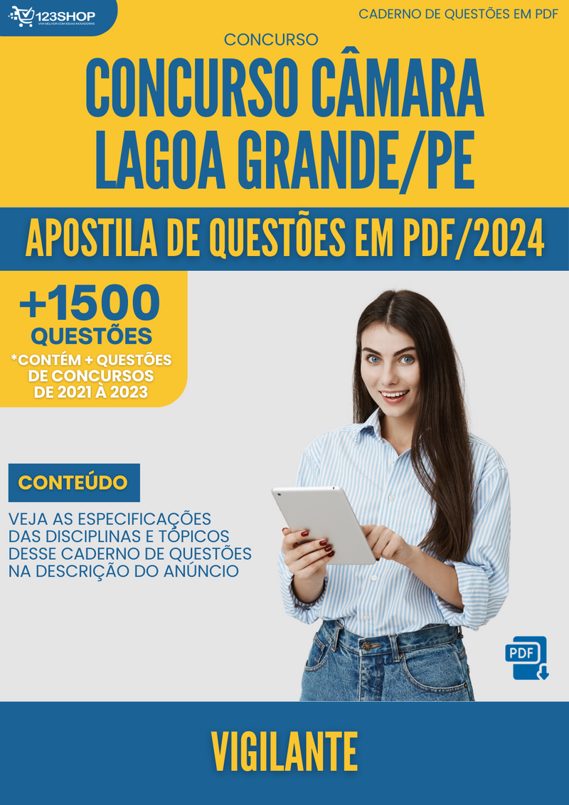 Apostila de Questões  Câmara Lagoa Grande PE 2024 Vigilante - Mais de 1.500 Questões | loja123shop