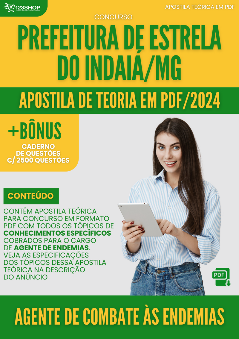 Apostila Teórica de Conhecimentos Específicos para Concurso de Agente de Combate às Endemias da Prefeitura de Estrela do Indaiá/MG 2024 | loja123shop