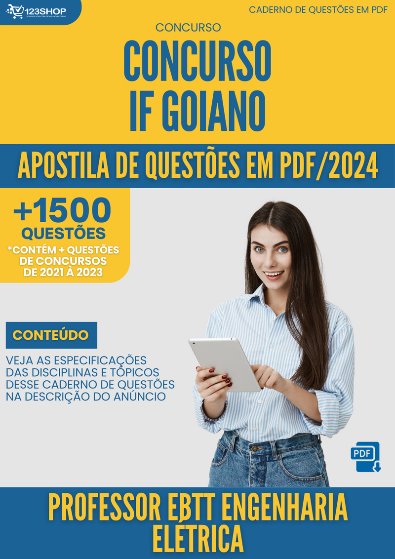 Apostila de Questões  IF GOIANO 2024 Professor EBTT Engenharia Elétrica - Mais de 1.500 Questões | loja123shop