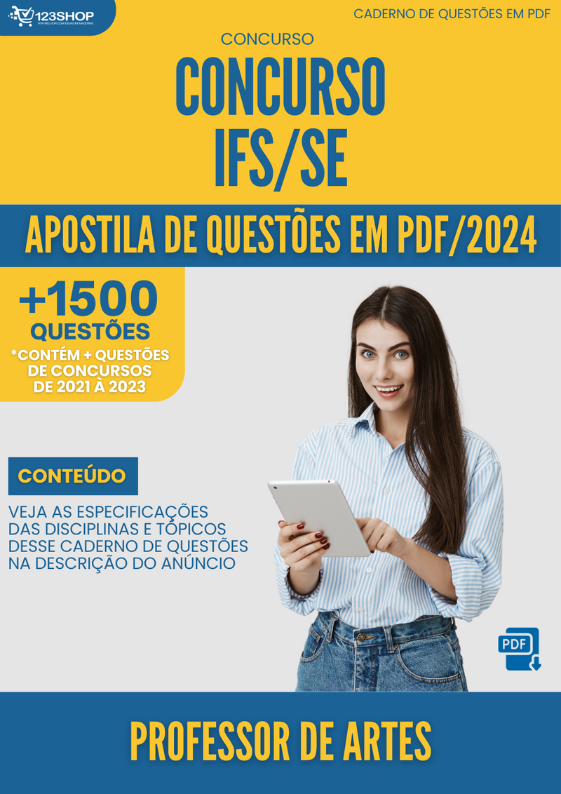 Apostila de Questões  IFS SE 2024 Professor de Artes - Mais de 1.500 Questões | loja123shop