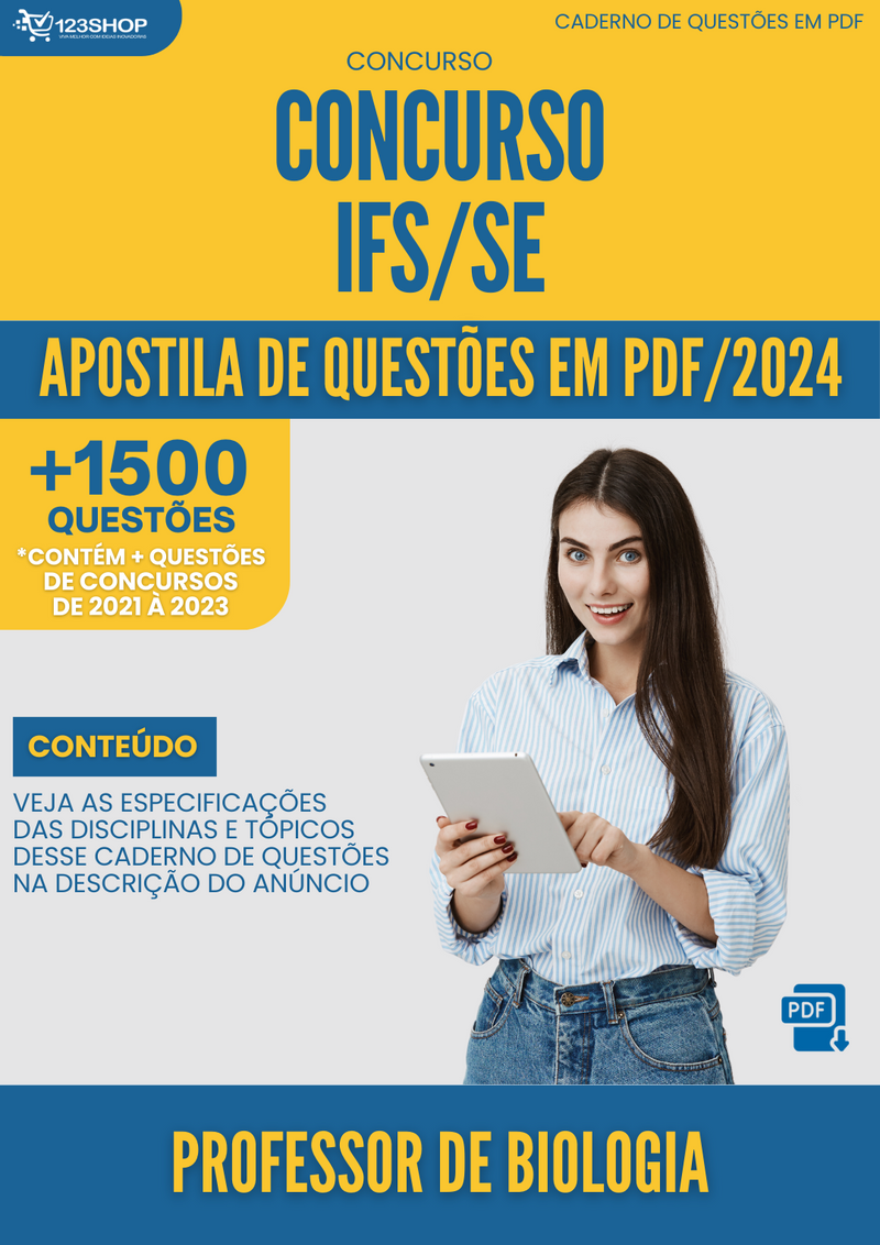 Apostila de Questões  IFS SE 2024 Professor de Biologia - Mais de 1.500 Questões | loja123shop