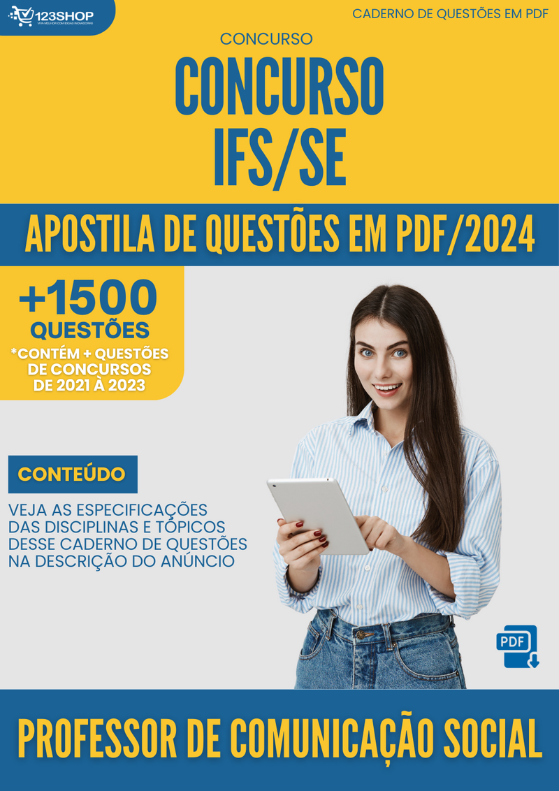 Apostila de Questões  IFS SE 2024 Professor de Comunicação Social - Mais de 1.500 Questões | loja123shop