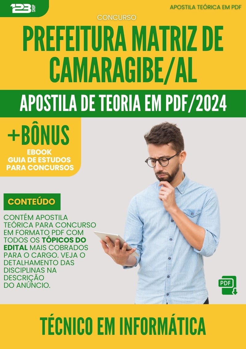 Apostila Teórica para Concurso Tecnico Em Informatica Matriz De da Prefeitura Camaragibe Al 2024 - Conteúdo de Acordo com Edital