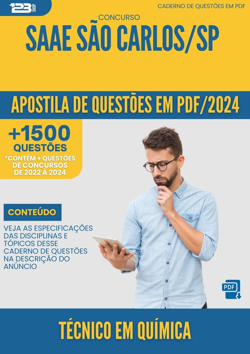 Apostila de Questões para Concurso Tecnico Em Quimica Saae da Prefeitura Sao Carlos Sp 2024 - Mais de 1.500 Questões