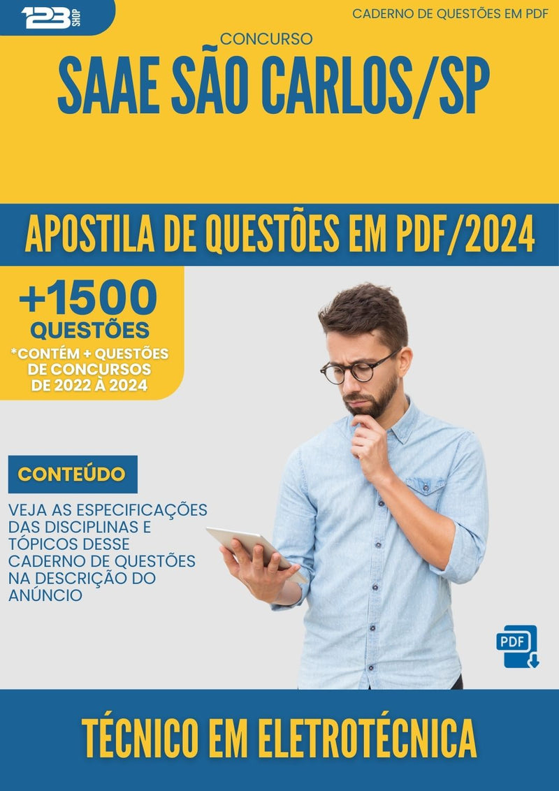 Apostila de Questões para Concurso Tecnico Em Eletrotecnica Saae da Prefeitura Sao Carlos Sp 2024 - Mais de 1.500 Questões