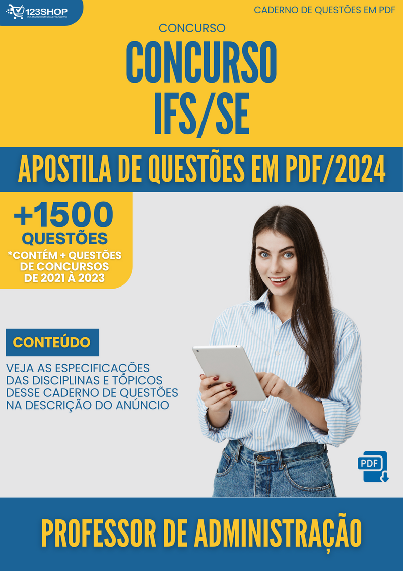 Apostila de Questões  IFS SE 2024 Professor de Administração - Mais de 1.500 Questões | loja123shop