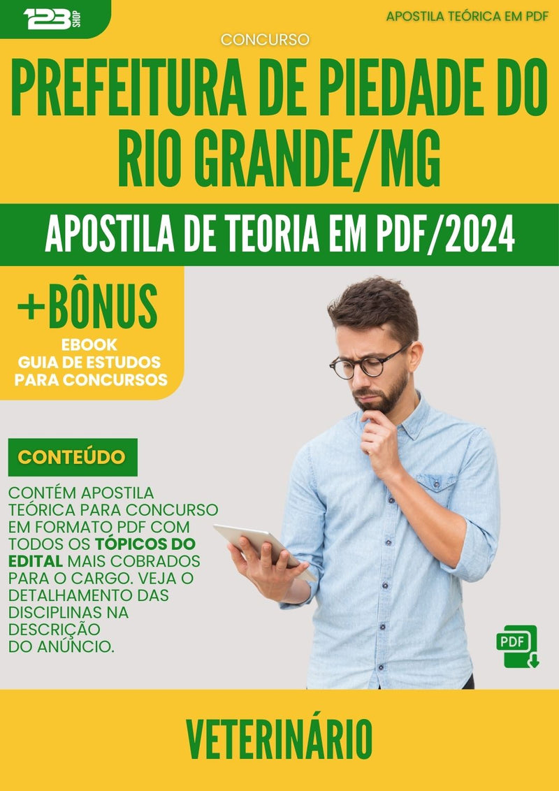 Apostila Teórica para Concurso Veterinario da Prefeitura Piedade Do Rio Grande Mg 2024 - Conteúdo de Acordo com Edital