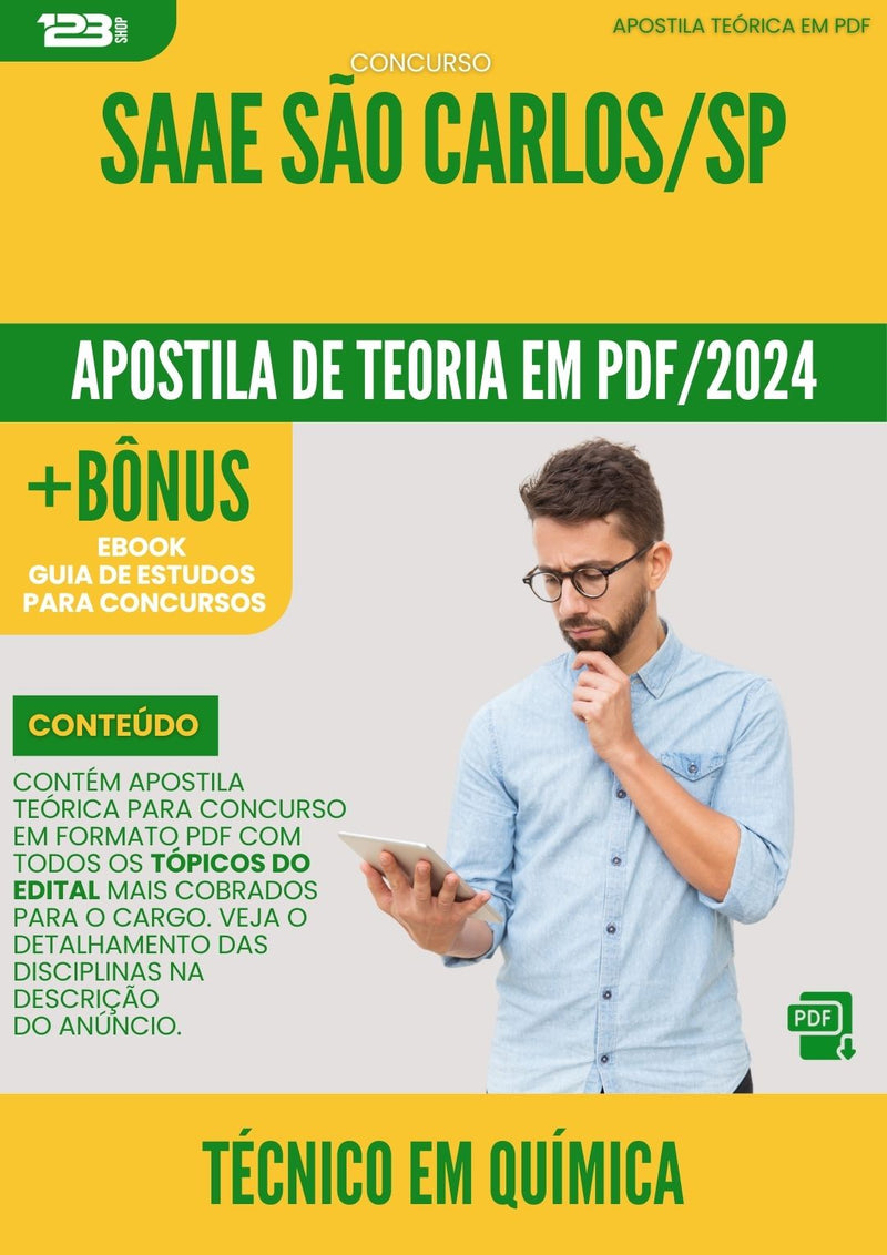 Apostila Teórica para Concurso Tecnico Em Quimica Saae da Prefeitura Sao Carlos Sp 2024 - Conteúdo de Acordo com Edital