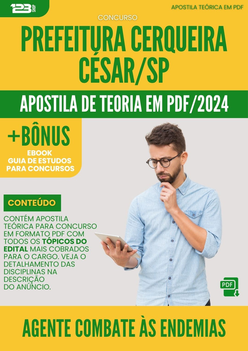 Apostila Teórica para Concurso Agente Combate As Endemias da Prefeitura Cerqueira Cesar Sp 2024 - Conteúdo de Acordo com Edital