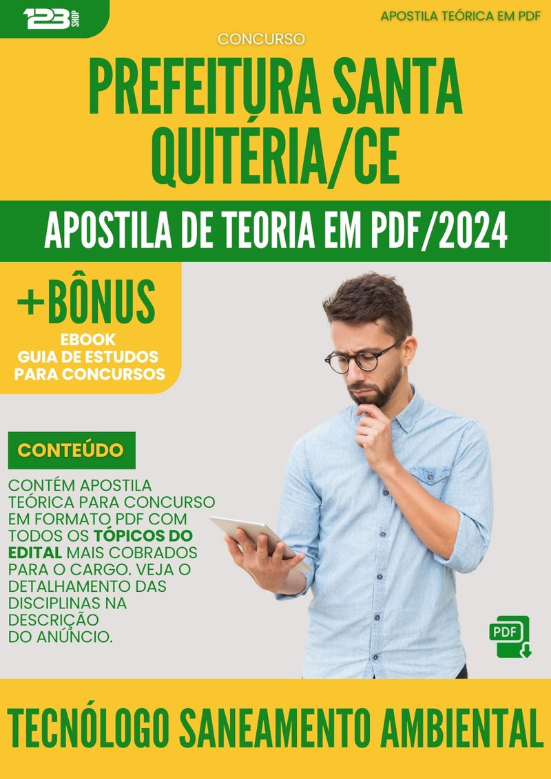 Apostila Teórica para Concurso Tecnologo Saneamento Ambiental da Prefeitura Santa Quiteria Ce 2024 - Conteúdo de Acordo com Edital