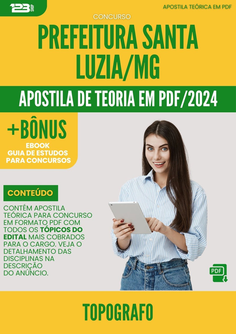 Apostila Teórica para Concurso Topografo da Prefeitura Santa Luzia Mg 2024 - Conteúdo de Acordo com Edital