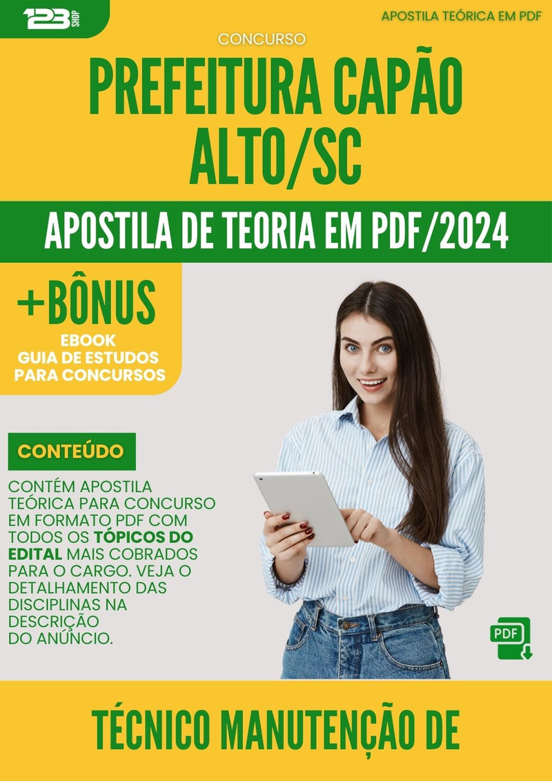 Apostila Teórica para Concurso Tecnico Manutencao De Computador da Prefeitura Capao Alto Sc 2024 - Conteúdo de Acordo com Edital