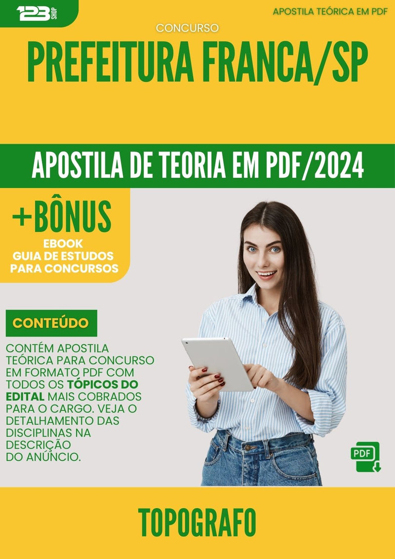 Apostila Teórica para Concurso Topografo da Prefeitura Franca Sp 2024 - Conteúdo de Acordo com Edital