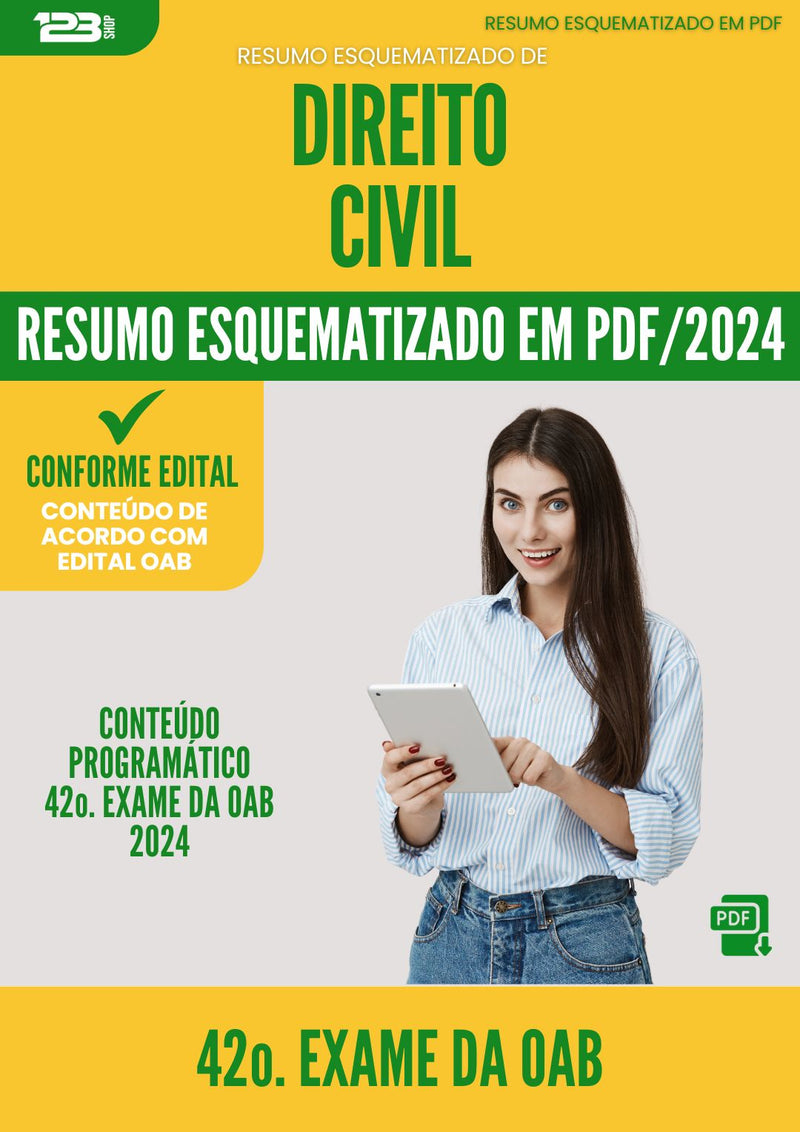 Resumo Esquematizado de Direito Civil para 42o. Exame da OAB - De Acordo com Edital OAB 2024