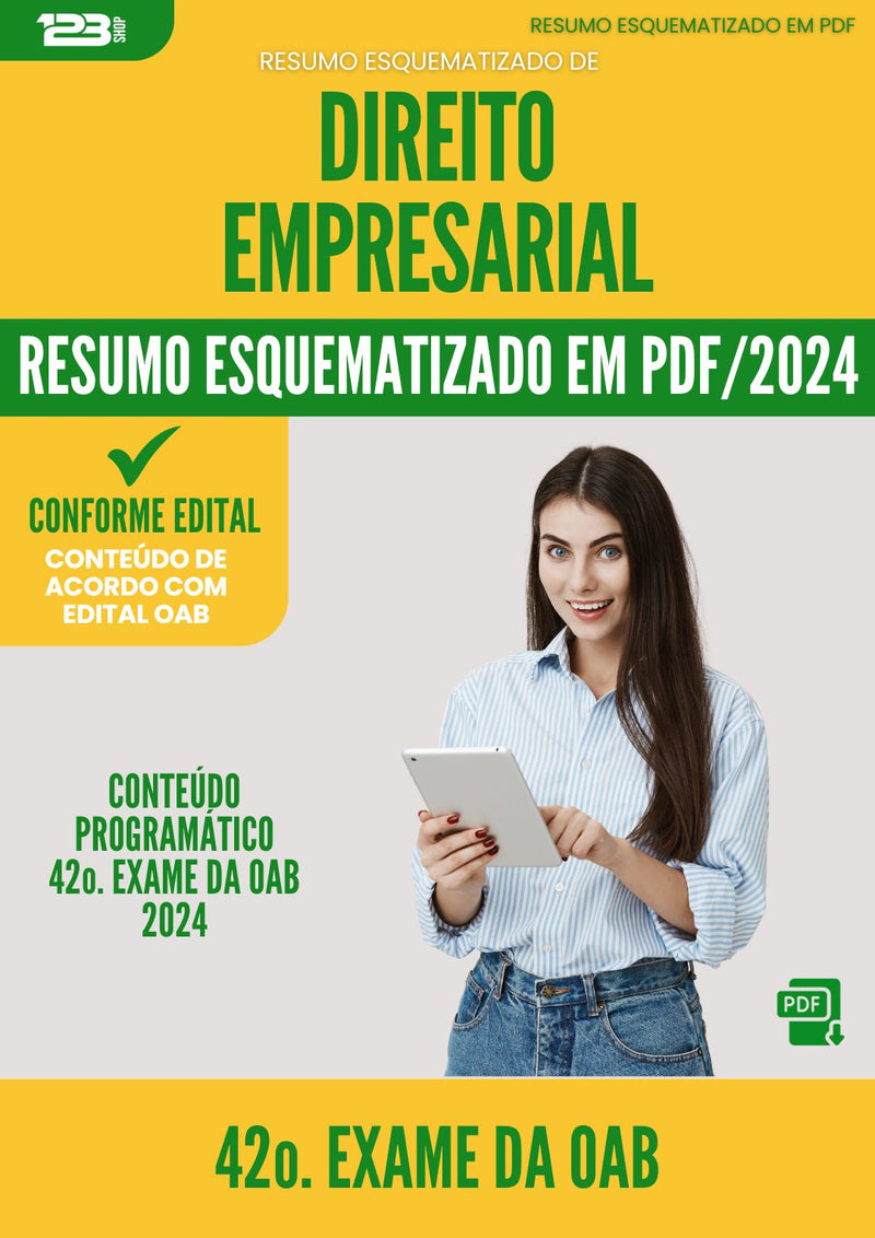 Resumo Esquematizado de Direito Empresarial para 42o. Exame da OAB - De Acordo com Edital OAB 2024