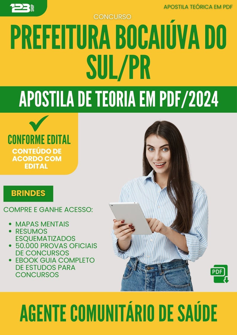 Apostila Teórica para Concurso Agente Comunitario De Saude da Prefeitura Bocaiuva Do Sul Pr 2024 - Conteúdo de Acordo com Edital