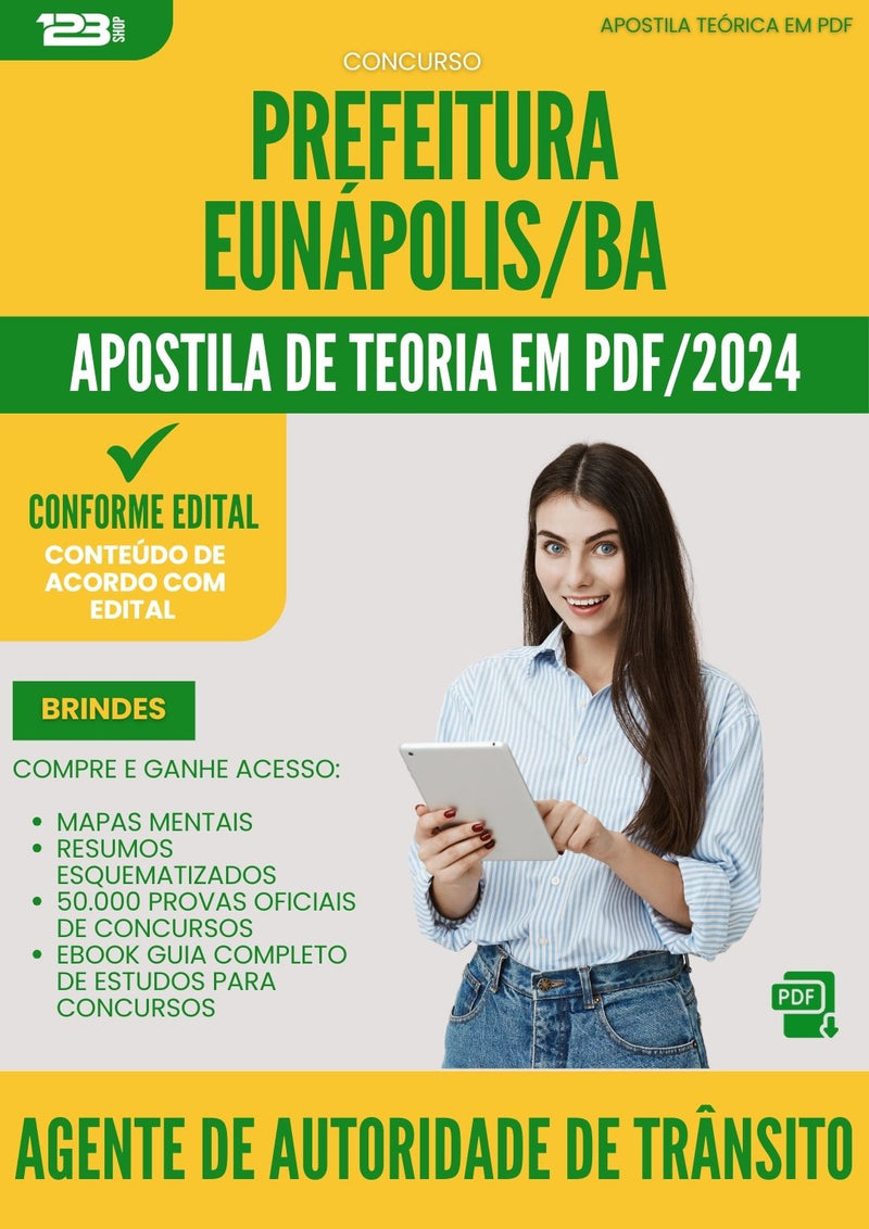 Apostila Teórica para Concurso Agente De Autoridade De Transito da Prefeitura Eunapolis Ba 2024 - Conteúdo de Acordo com Edital