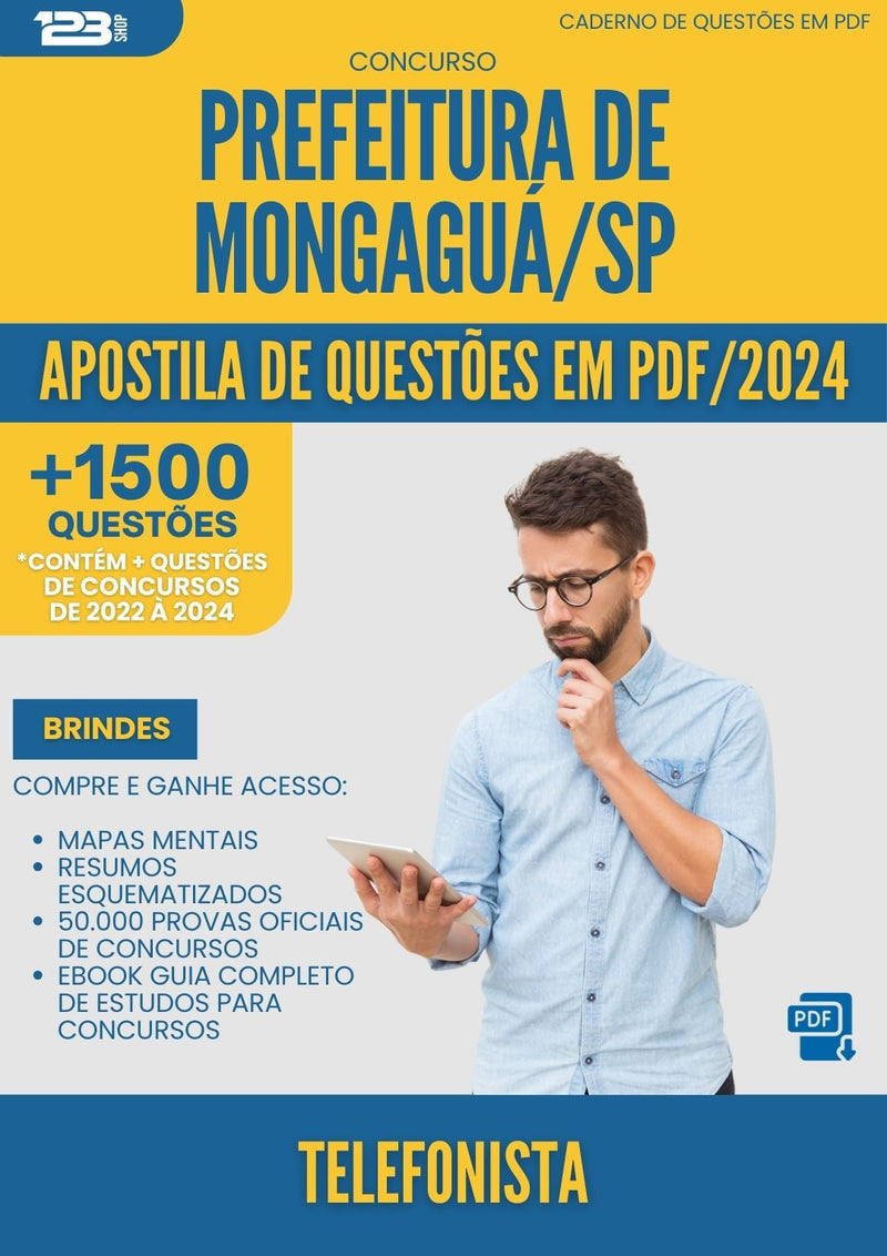 Apostila de Questões para Concurso Telefonista Emus da Prefeitura Mongagua Sp 2024 - Mais de 1.500 Questões