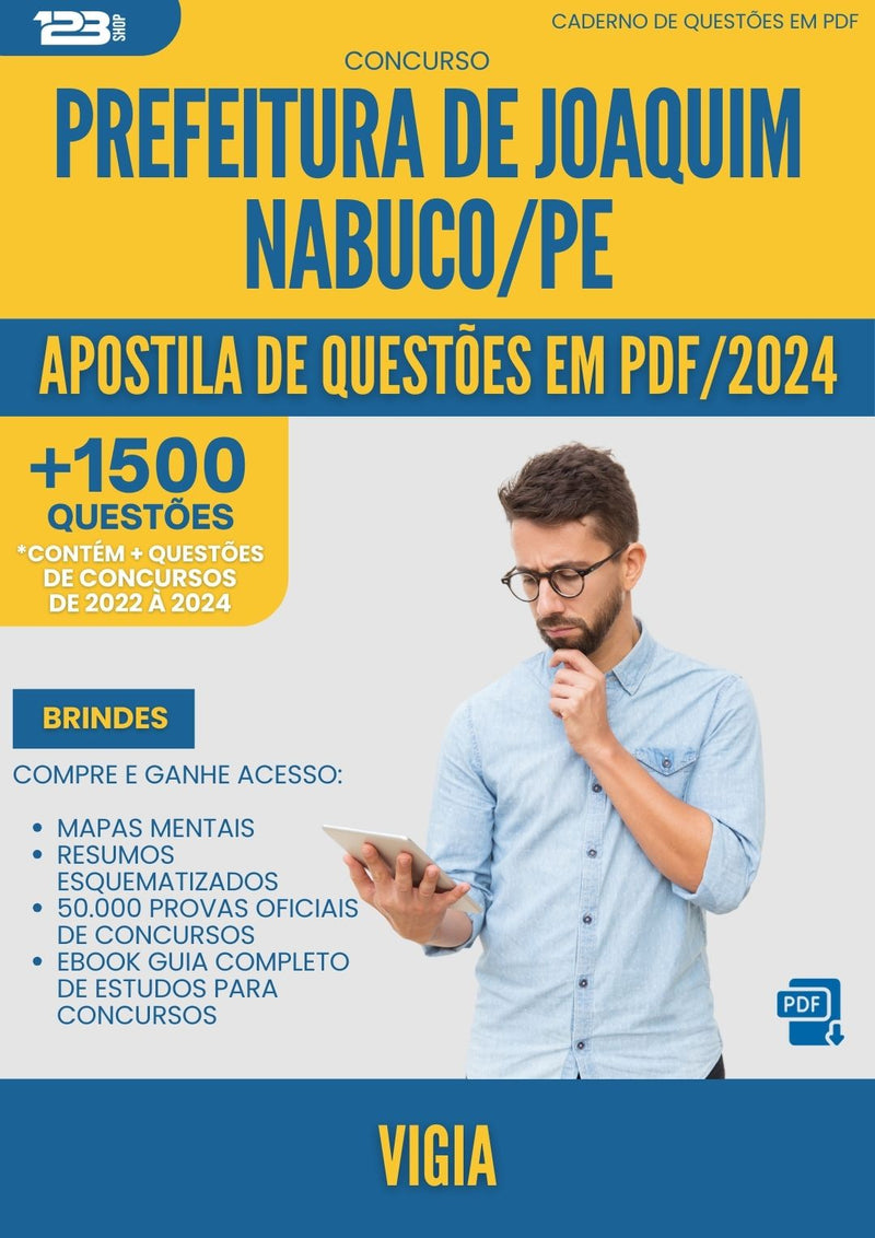 Apostila de Questões para Concurso Vigia da Prefeitura Joaquim Nabuco Pe 2024 - Mais de 1.500 Questões