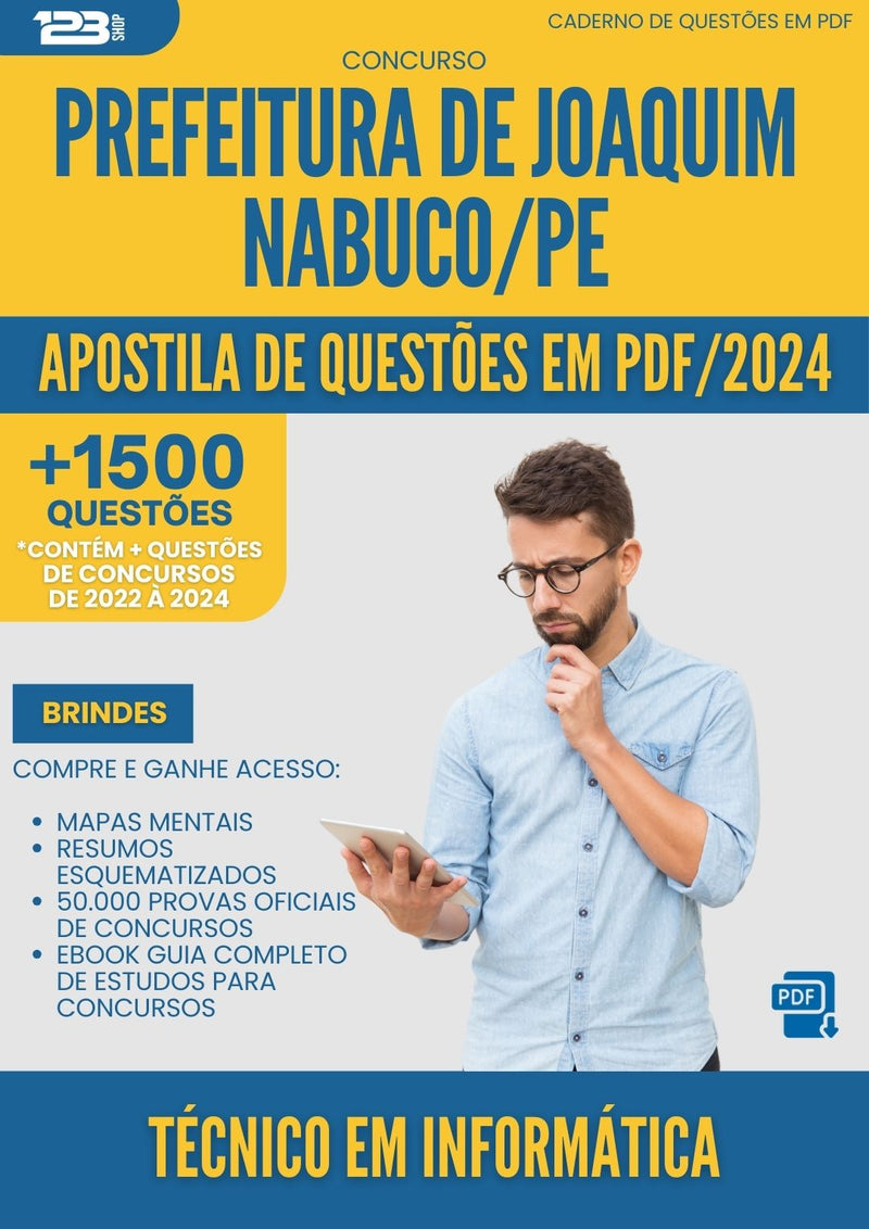 Apostila de Questões para Concurso Tecnico Em Informatica da Prefeitura Joaquim Nabuco Pe 2024 - Mais de 1.500 Questões