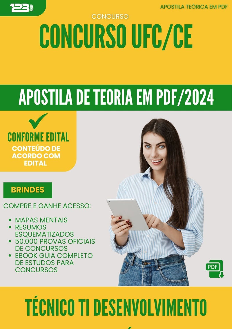 Apostila Teórica para Concurso Tecnico Ti Desenvolvimento Multimidia Ufc Ce 2024 - Conteúdo de Acordo com Edital