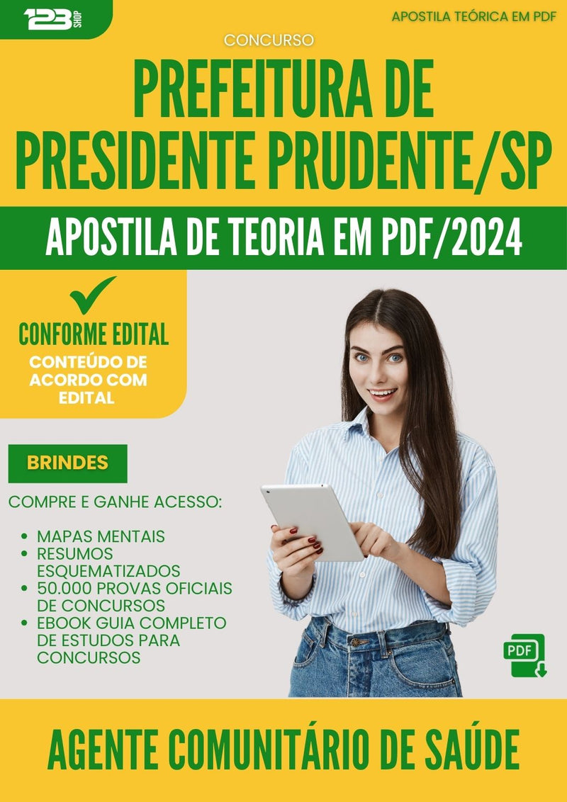 Apostila Teórica para Concurso Agente Comunitario Saude da Prefeitura Presidente Prudente Sp 2024 - Conteúdo de Acordo com Edital