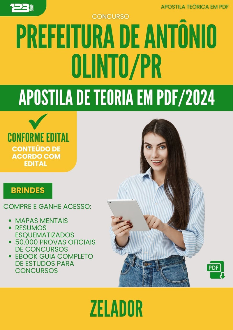 Apostila Teórica para Concurso Zelador da Prefeitura Antonio Olinto Pr 2024 - Conteúdo de Acordo com Edital