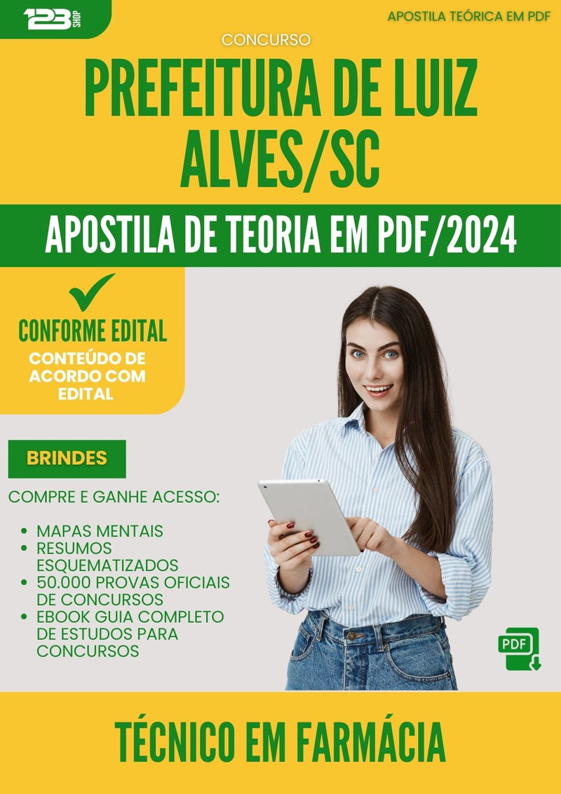 Apostila Teórica para Concurso Tecnico Em Farmacia da Prefeitura Luiz Alves Sc 2024 - Conteúdo de Acordo com Edital