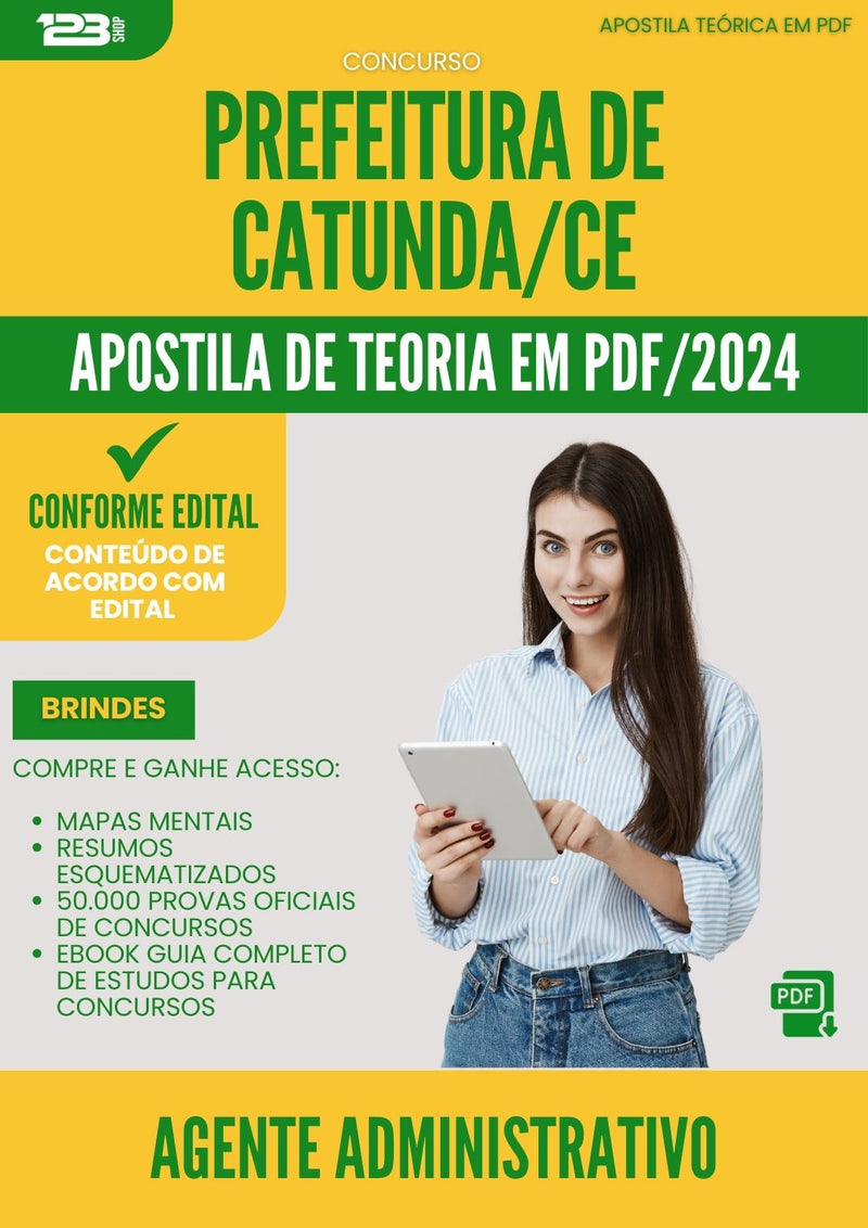 Apostila Teórica para Concurso Agente Administrativo da Prefeitura Catunda Ce 2024 - Conteúdo de Acordo com Edital