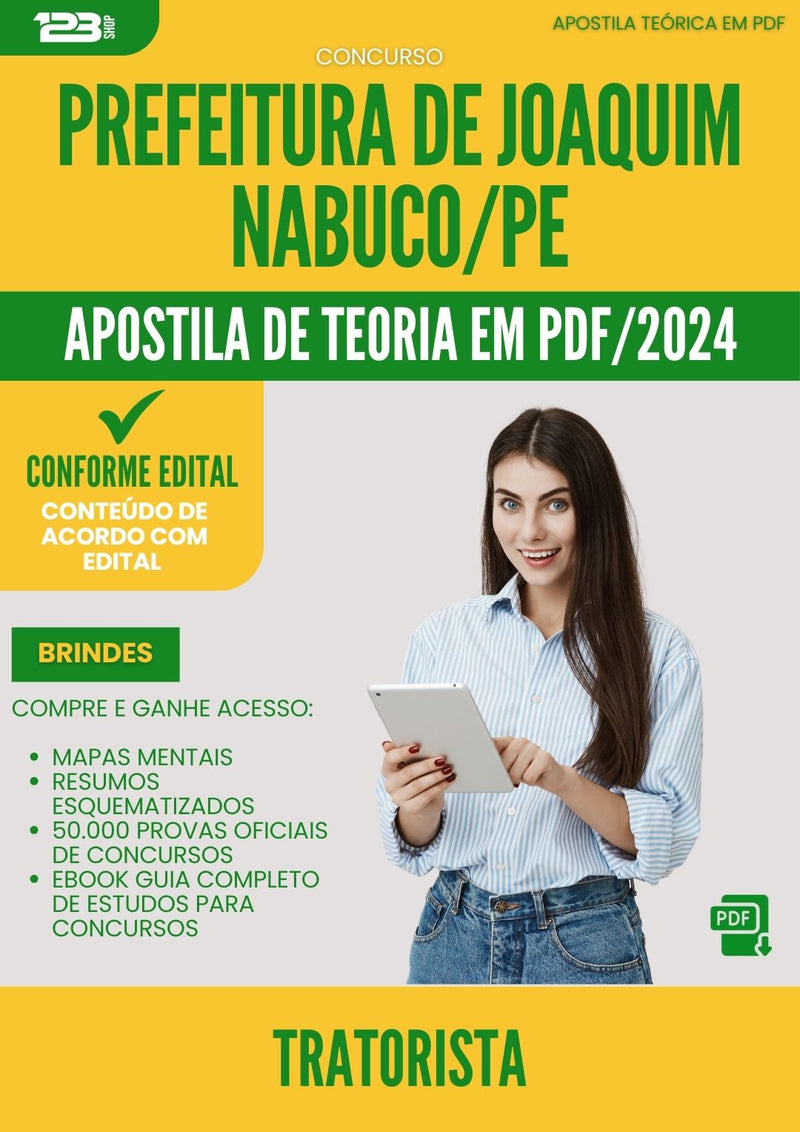 Apostila Teórica para Concurso Tratorista da Prefeitura Joaquim Nabuco Pe 2024 - Conteúdo de Acordo com Edital