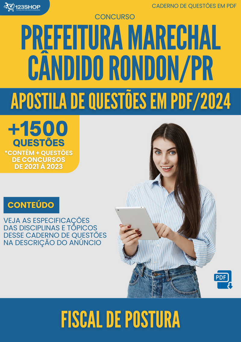 Apostila de Questões  Marechal Cândido Rondon PR 2024 Fiscal de Postura - Mais de 1.500 Questões | loja123shop