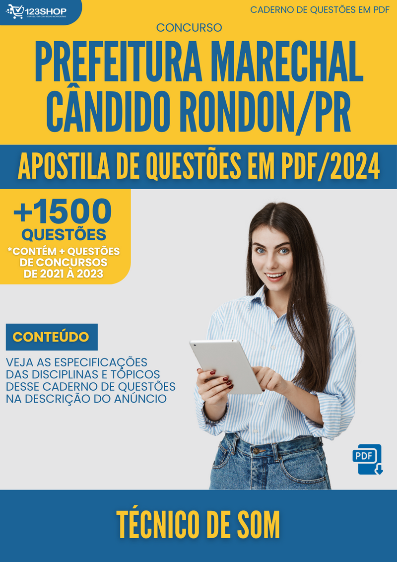 Apostila de Questões  Marechal Cândido Rondon PR 2024 Técnico de Som - Mais de 1.500 Questões | loja123shop