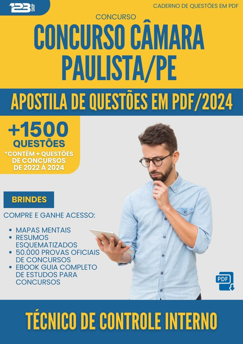 Apostila de Questões para Concurso Tecnico De Controle Interno Camara da Prefeitura Paulista Pe 2024 - Mais de 1.500 Questões