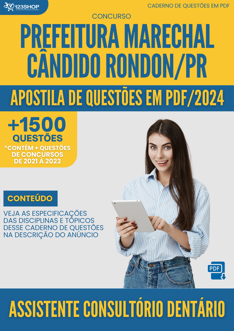 Apostila de Questões  Marechal Cândido Rondon PR 2024 Assist Cons Dentário - Mais de 1.500 Questões | loja123shop