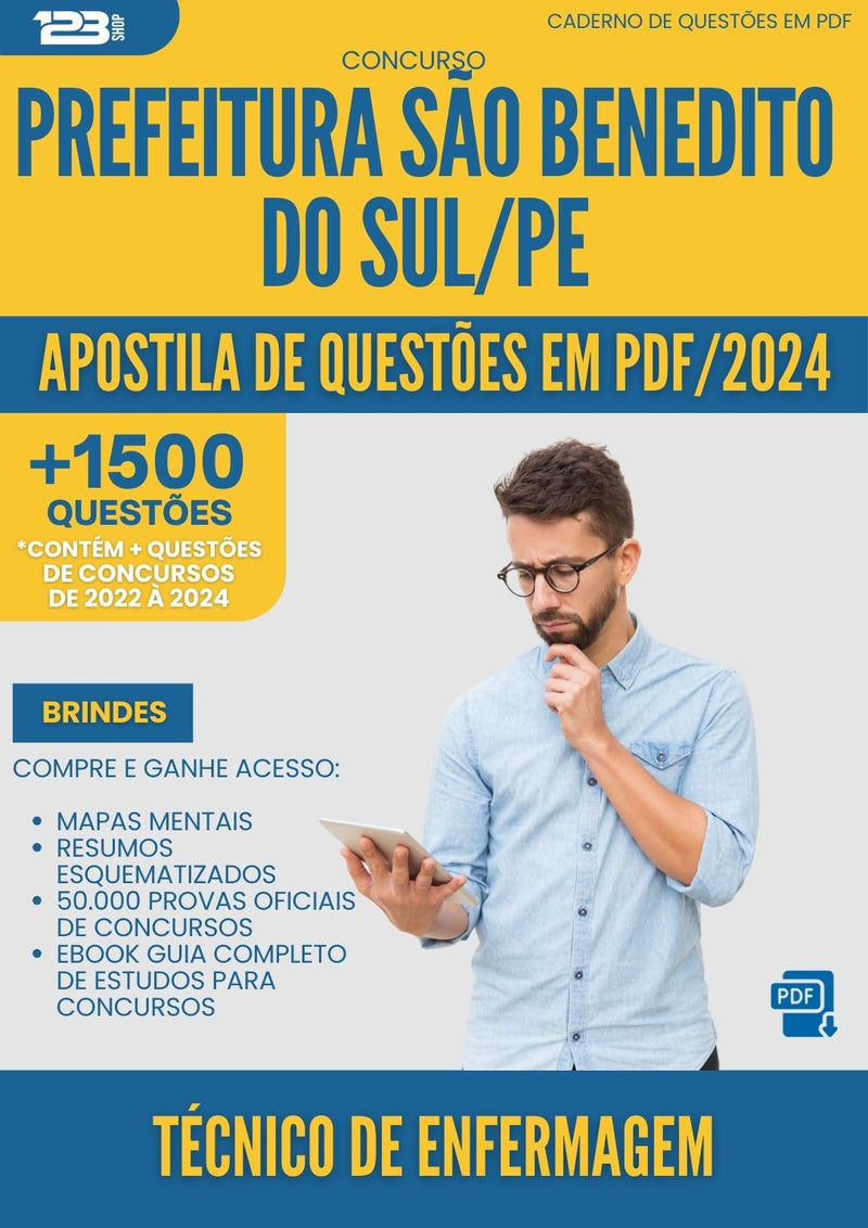 Apostila de Questões para Concurso Tecnico De Enfermagem da Prefeitura Sao Benedito Do Sul Pe 2024 - Mais de 1.500 Questões