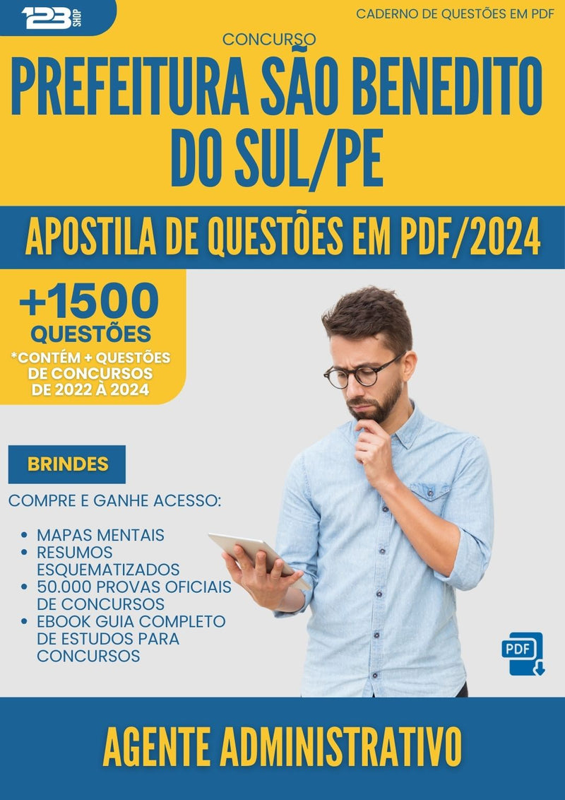 Apostila de Questões para Concurso Agente Administrativo da Prefeitura Sao Benedito Do Sul Pe 2024 - Mais de 1.500 Questões