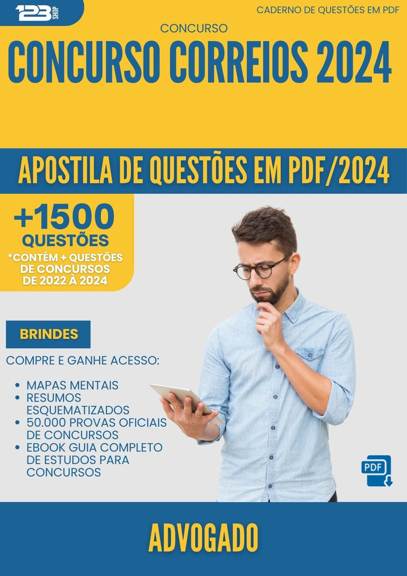 Apostila de Questões para Concurso Advogado Correios 2024 - Mais de 1.500 Questões