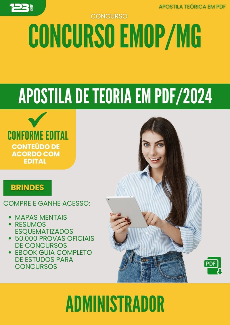 Apostila Teórica para Concurso Administrador Emop Mg 2024 - Conteúdo de Acordo com Edital