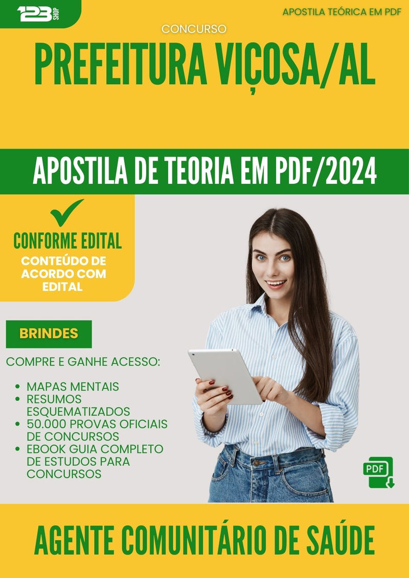 Apostila Teórica para Concurso Agente Comunitario De da Prefeitura Saude Vicosa Al 2024 - Conteúdo de Acordo com Edital