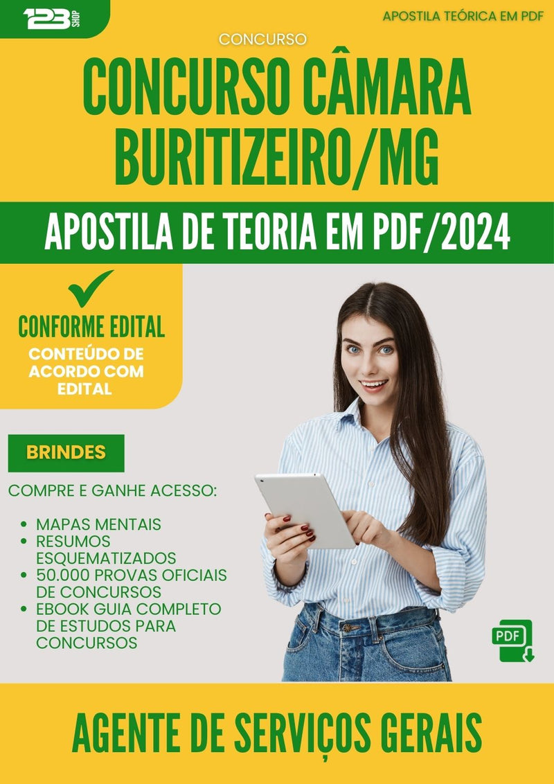 Apostila Teórica para Concurso Agente De Servicos Gerais Camara da Prefeitura Buritizeiro Mg 2025 - Conteúdo de Acordo com Edital