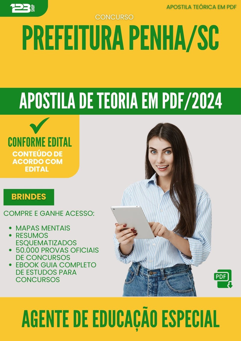 Apostila Teórica para Concurso Agente De Educacao Especial da Prefeitura Penha Sc 2024 - Conteúdo de Acordo com Edital