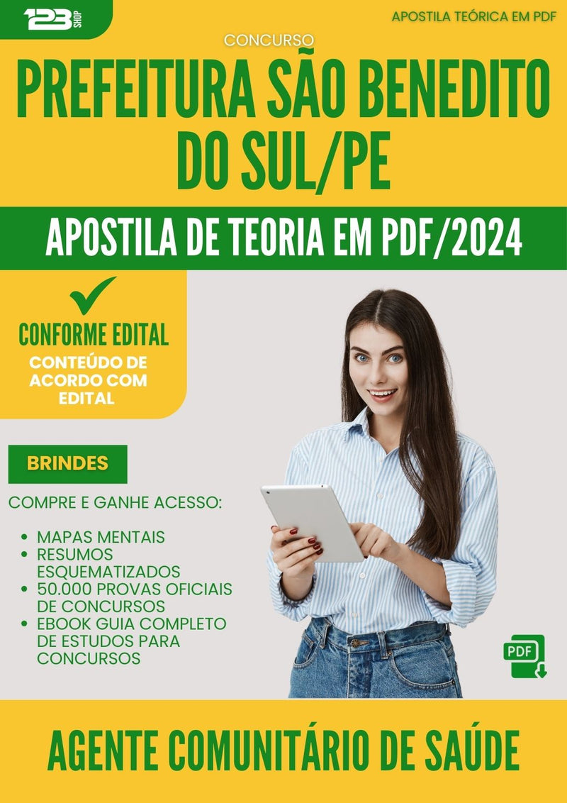 Apostila Teórica para Concurso Agente Comunitario Saude da Prefeitura Sao Benedito Do Sul Pe 2024 - Conteúdo de Acordo com Edital