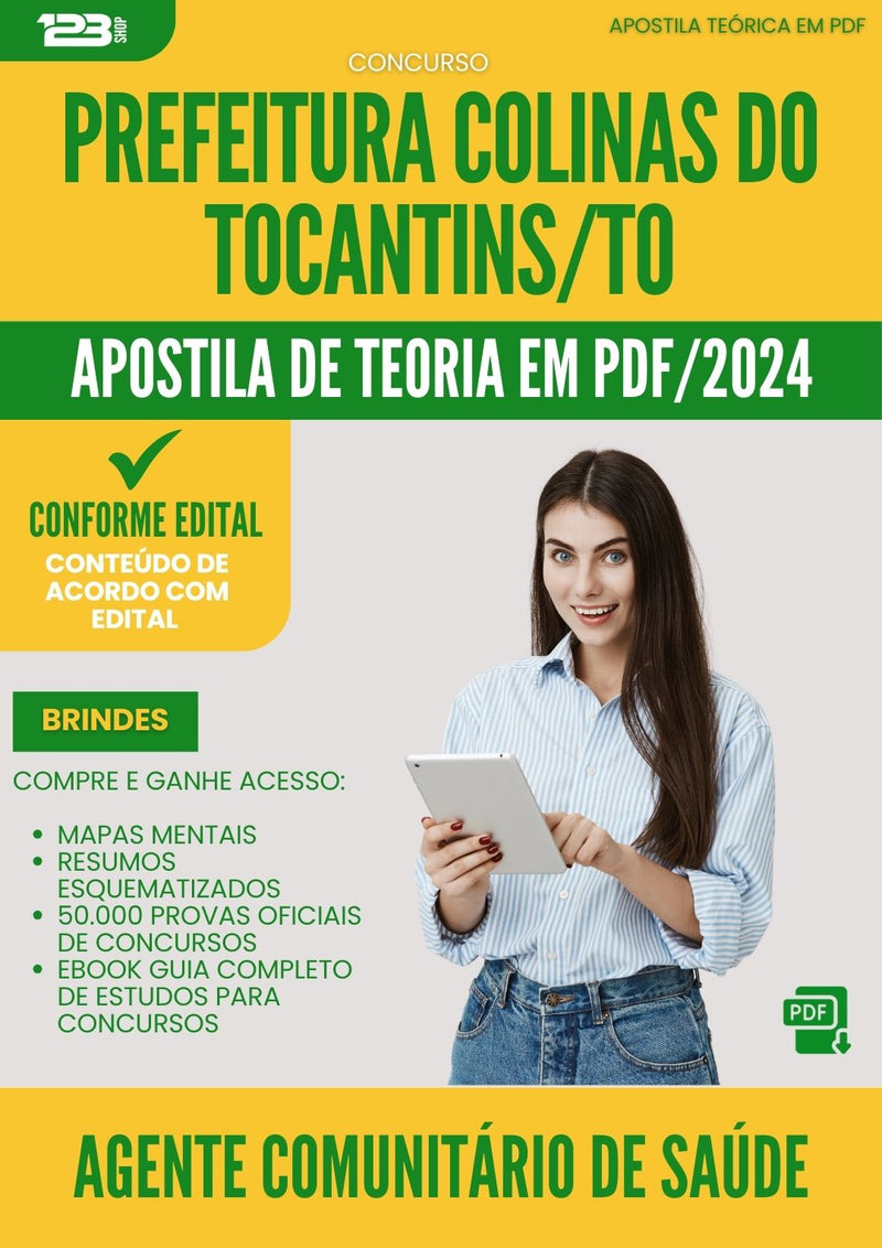 Apostila Teórica para Concurso Agente Comunitario Saude da Prefeitura Colinas Do Tocantins To 2024 - Conteúdo de Acordo com Edital