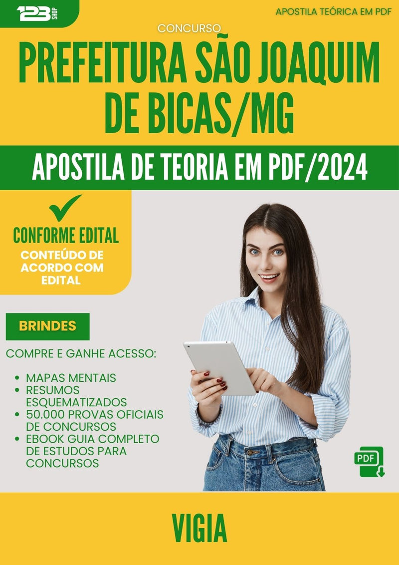 Apostila Teórica para Concurso Vigia Sao Joaquim De da Prefeitura Bicas Mg 2024 - Conteúdo de Acordo com Edital