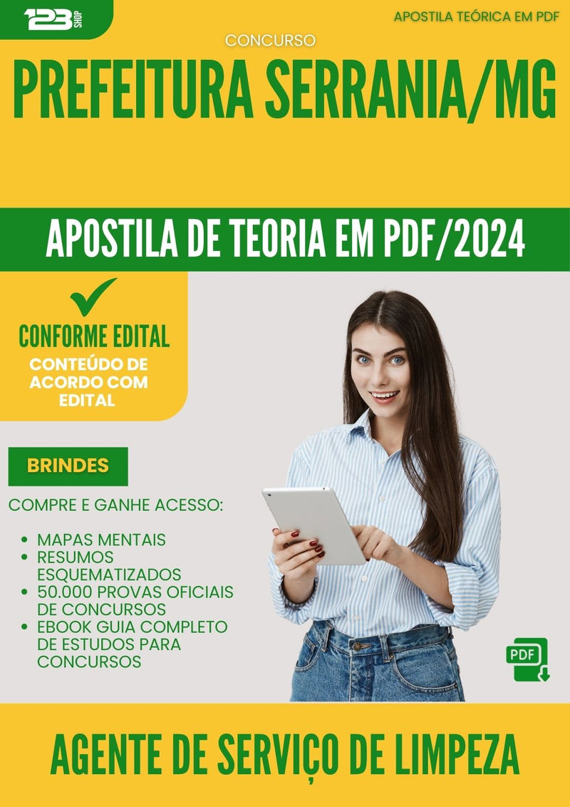 Apostila Teórica para Concurso Agente De Servico De Limpeza da Prefeitura Serrania Mg 2024 - Conteúdo de Acordo com Edital